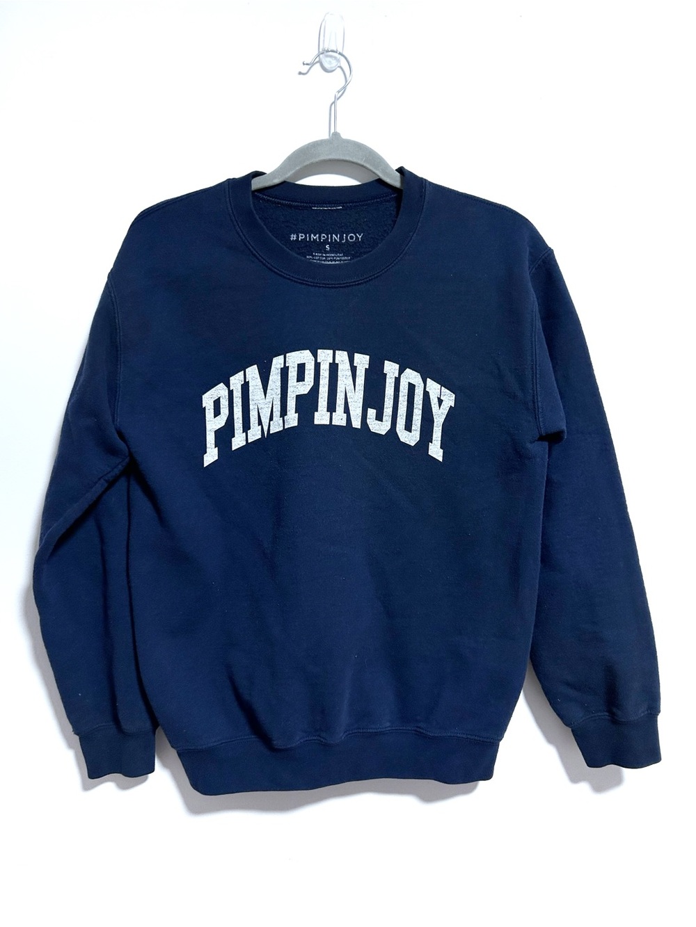 Pimpin Joy Crewneck Sweatshirt Navy Blue Adult Small S